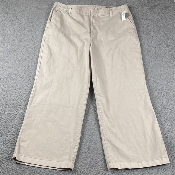 Gap For Good Women's Plus Size 20 Loose Khaki Pants High Rise Cotton Wide Leg - Picture 1 of 11